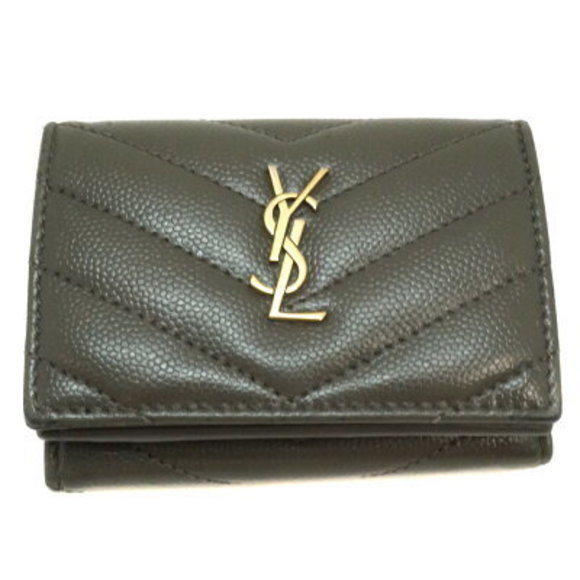 SAINT LAURENT Wallet Folding Leather Gray - Picture 1 of 9